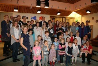 Hópurinn allur ásamt forsetahjónunum