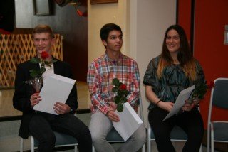 Útskriftarnemendur; Hlynur, Úlfur og Myriam.