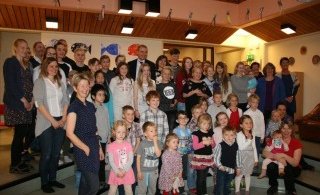 Hópurinn allur ásamt forsetahjónunum