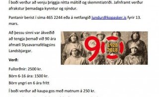 Vorfagnaður 15. mars kl 19:00