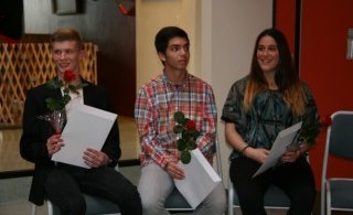 Útskriftarnemendur; Hlynur, Úlfur og Myriam.