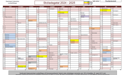 Skóladagatöl 2024-2025